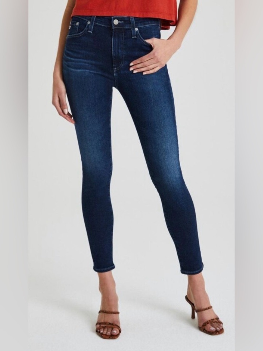 AG Adriano Goldschmied The Farrah High-Rise Skinny Ankle Dark Indigo Size 28